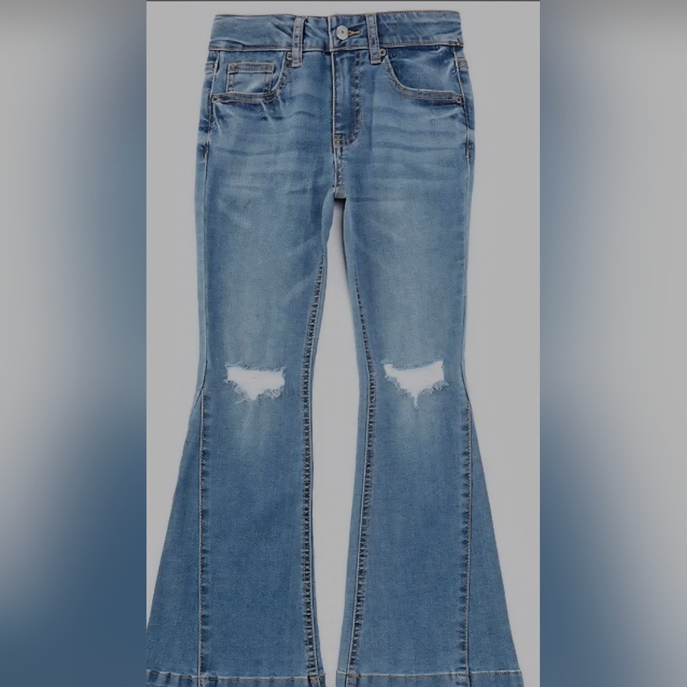 Jeans Hippie Girls Destructered Flared Blue Jeans NWT SIZE 14
